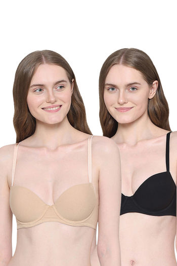 Buy Wacoal Padded Medium Coverage T-Shirt Bra - Black Beige